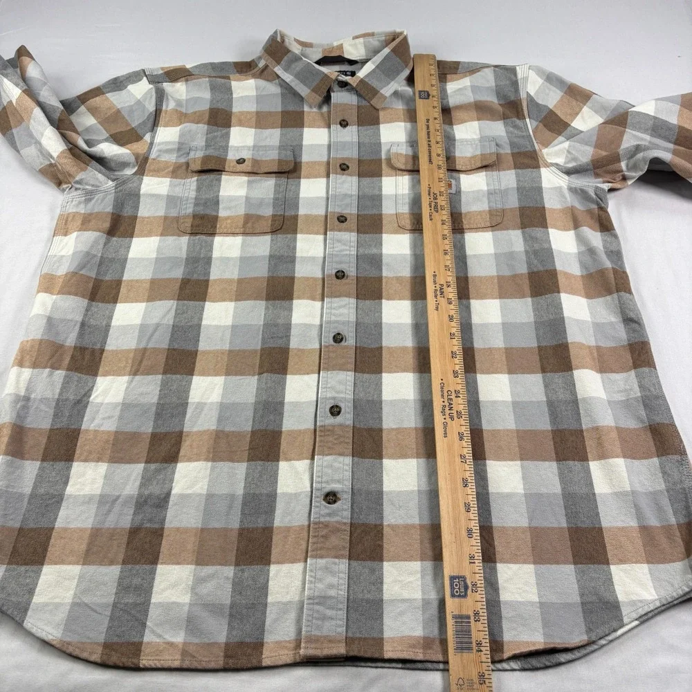 Carhartt Flannel Shirt Mens 2XLT Tall Gray Brown Heavyweight Button Up Workwear